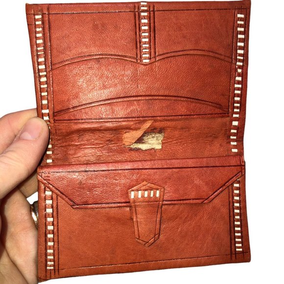 vintage hand tooled leather super soft pliable wallet Festival We… - Picture 2 of 3